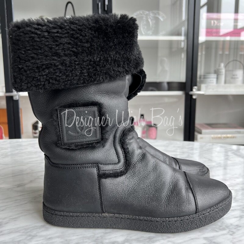 Brawl Du bliver bedre Træ Black Chanel Winter Boots 38 - Designer WishBags