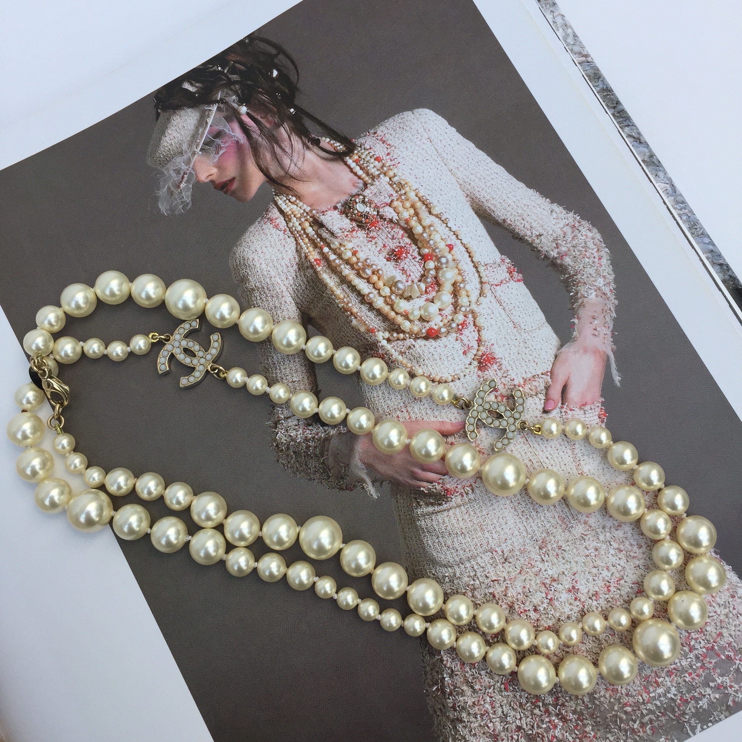 Chanel Pearl Necklace CC