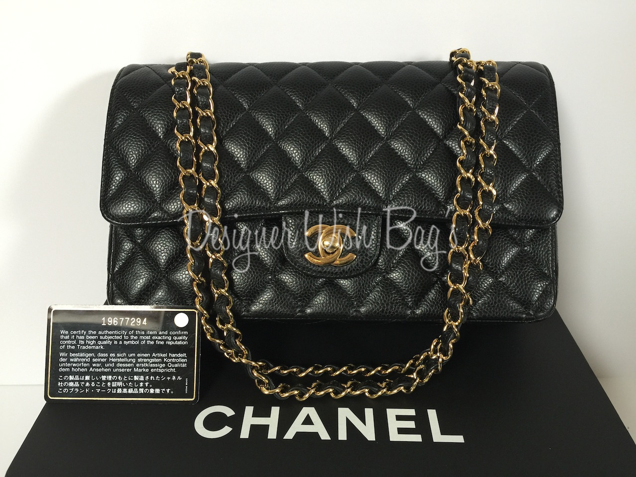 Timeless Chanel Medium Classic Flap Bag Caviar w/ box, Dustbag Black  Leather ref.167591 - Joli Closet