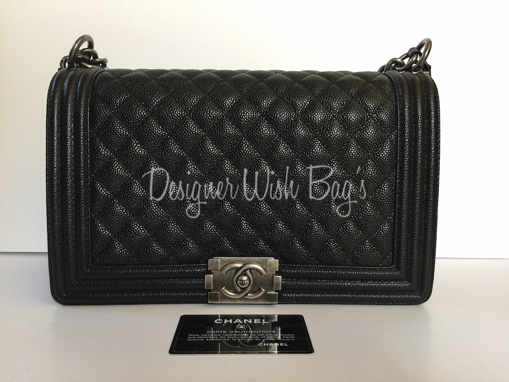 Chanel Small Le Boy 19S Black Chevron Caviar with shiny light gold