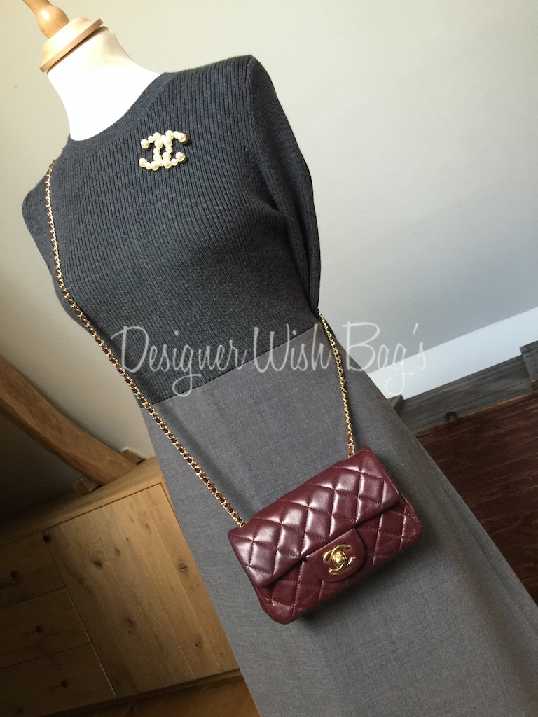 CHANEL Caviar Quilted Extra Mini Flap Burgundy 256841