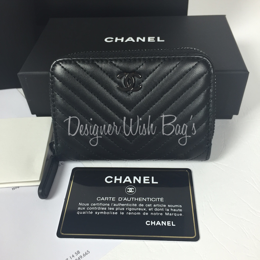 CHANEL Caviar Quilted Card Holder Light Blue 501715