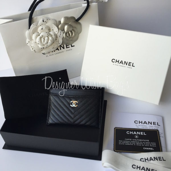 Chanel Card Holder Chevron Caviar Leather