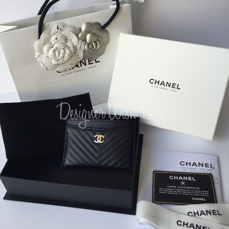 Chanel Card Holder Chevron Caviar Leather - Designer WishBags
