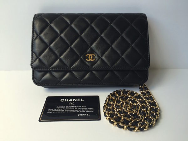 Chanel Black Quilted Lambskin WOC Wallet On Chain Gold Hardware