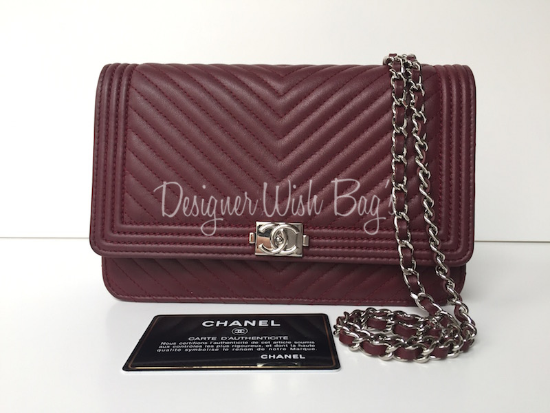 Chanel WOC Boy Chevron Burgundy - Designer WishBags