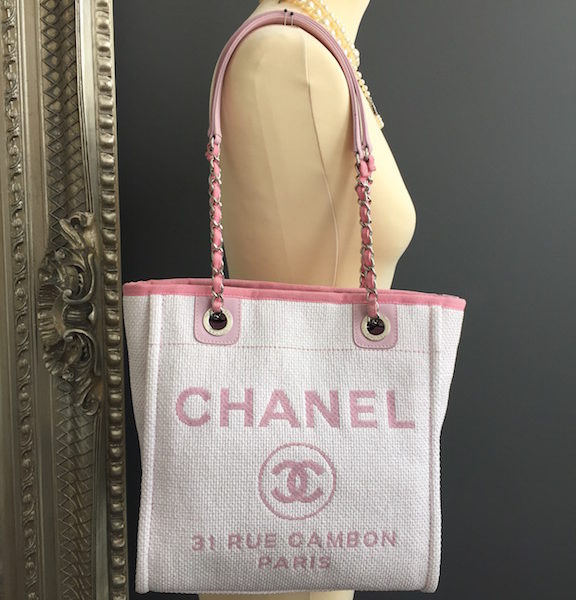 Chanel Pink Canvas Small Deauville Tote Bag Chanel