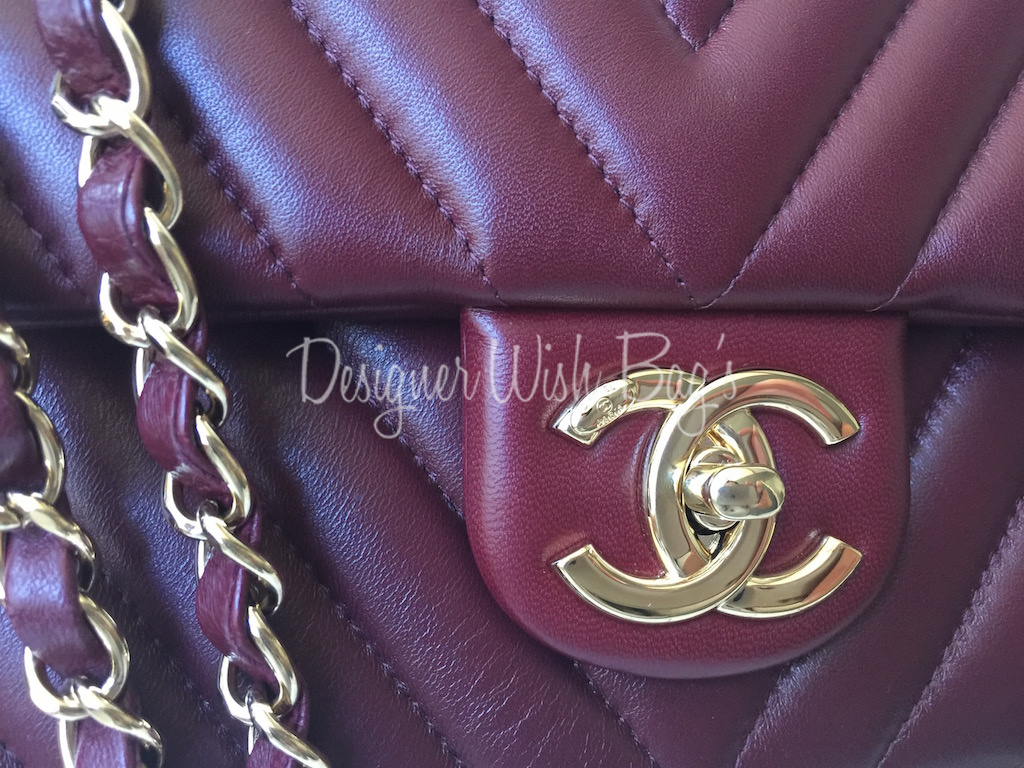 Chanel Classic Chevron Burgundy - Designer WishBags