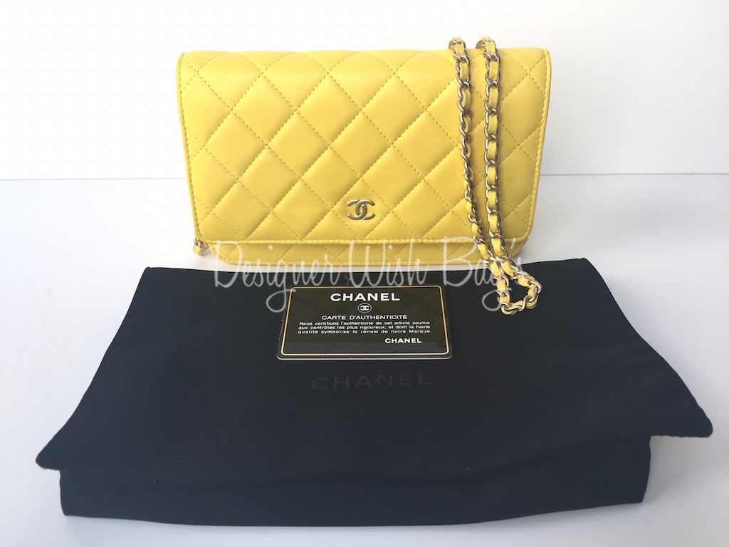 NEW Box CHANEL 23C Wallet on Chain Caviar Leather Yellow WOC Bag