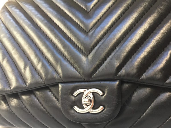 Chanel So Black Classic Double Flap Chevron Lambskin Jumbo Black - US