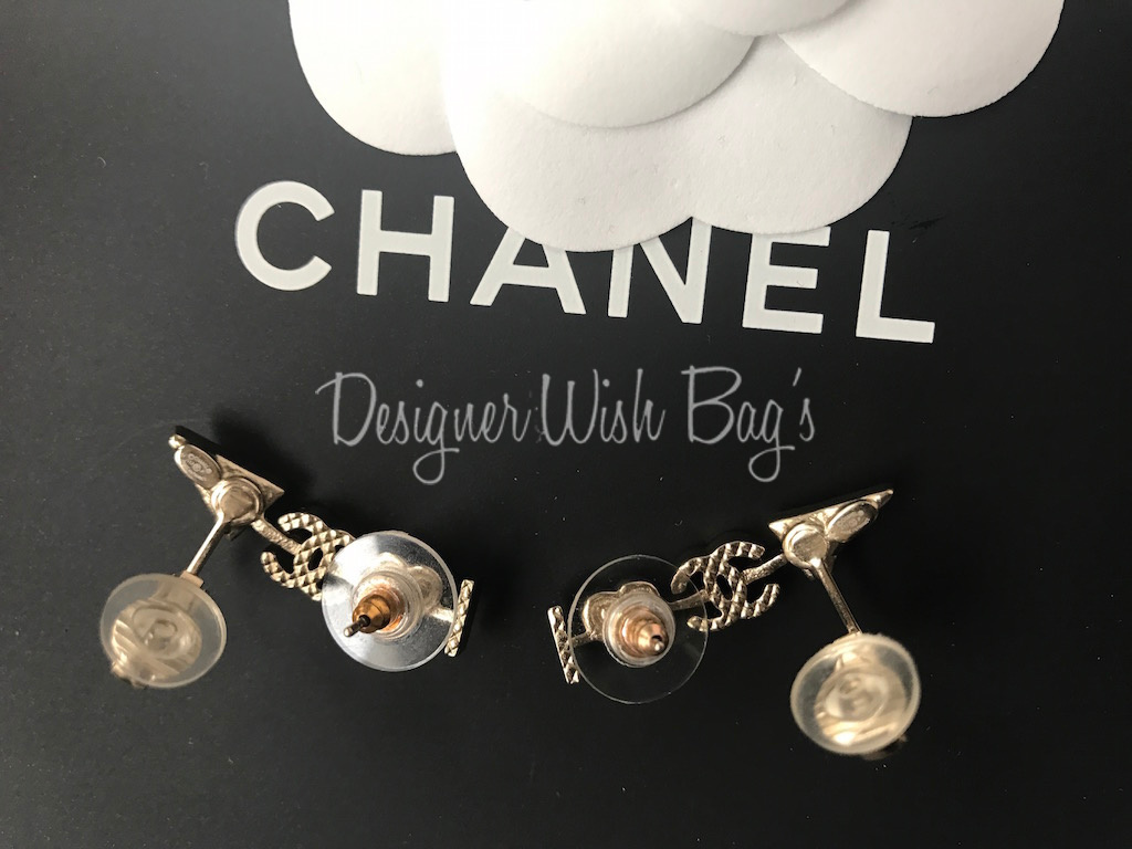 Chanel Earrings CC Black/Gold - Designer WishBags