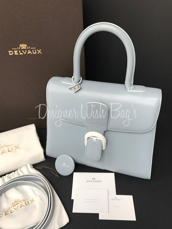 Brand New Delvaux Brilliant MM Leather Lilac Handbag W/box, dust cover 