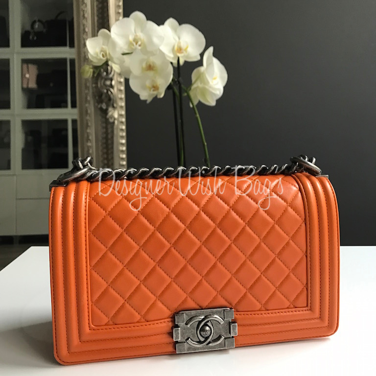 Chanel Boy Medium Orange - Designer WishBags