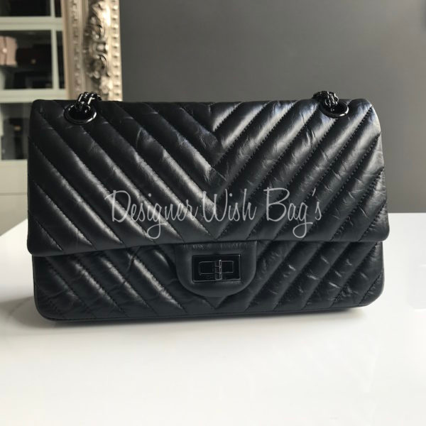 chanel 2.55 black on black