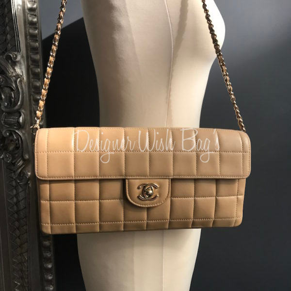 Chanel Vintage Black Leather CC Logo Chocolate Bar Quilted Knee