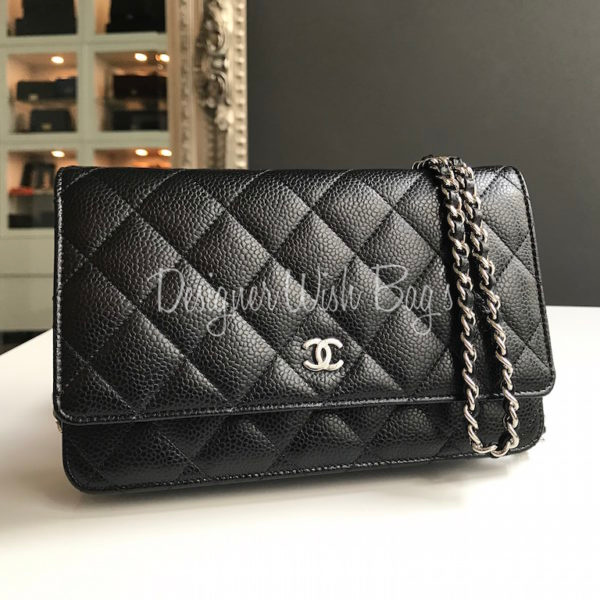 chanel wallet on chain black caviar leather bag