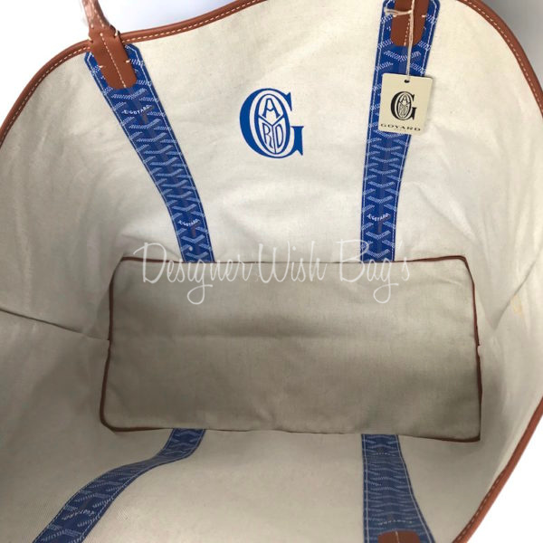 Goyard Saint Louis Pertuis GM Tote Bag PVC Canvas Leather Blue W /Pouch  Rare fro