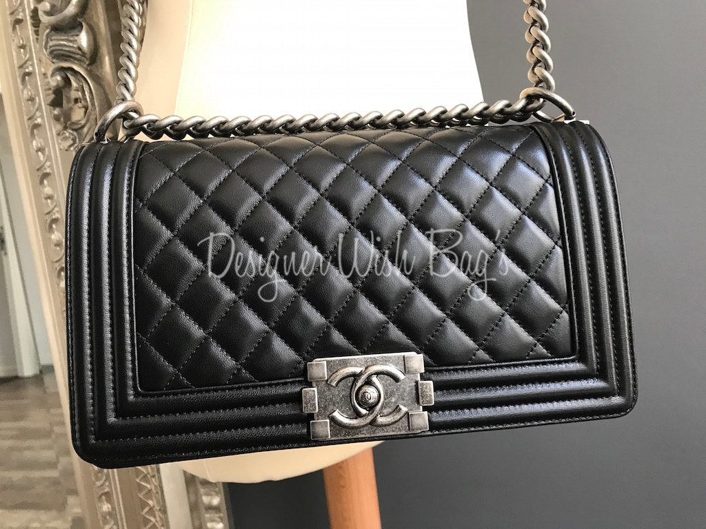 A LIMITED EDITION WOVEN PVC & BLACK LAMBSKIN LEATHER SMALL BOY BAG WITH  BLACK HARDWARE, CHANEL, 2017/2018