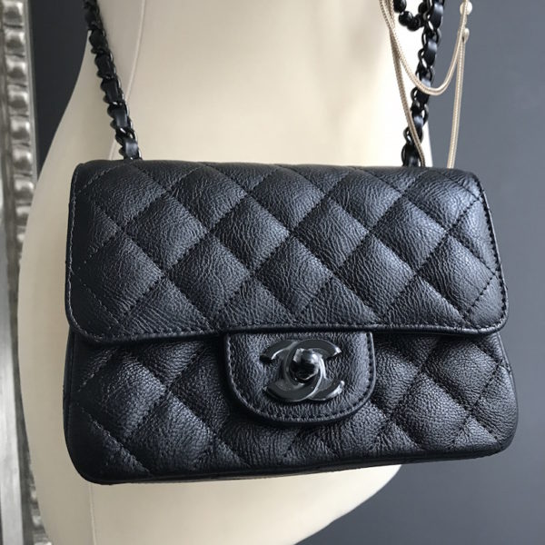 chanel black mini square flap