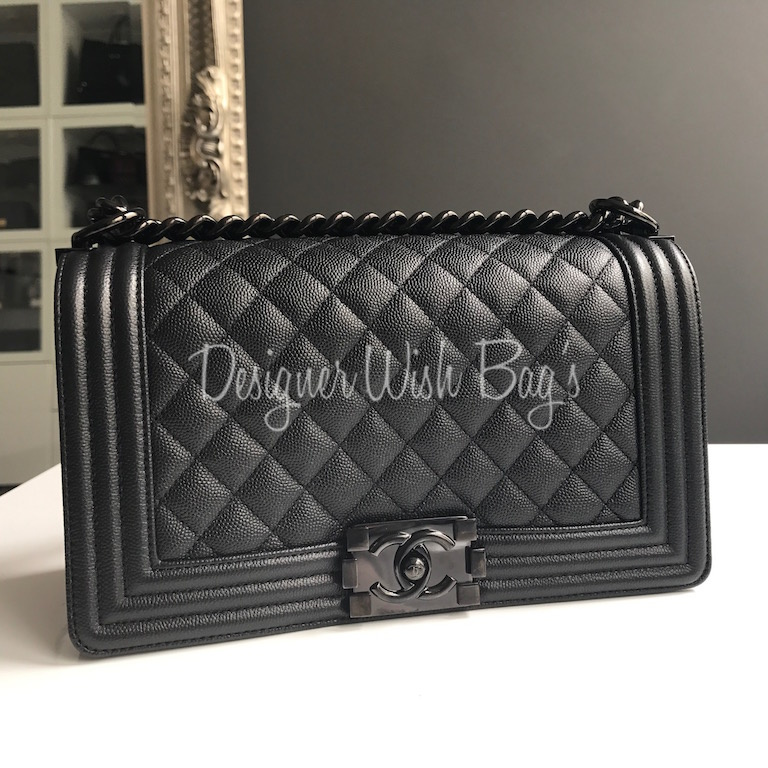 BNIB Chanel Boy Dark Grey Caviar with RHW Luxury Bags  Wallets on  Carousell