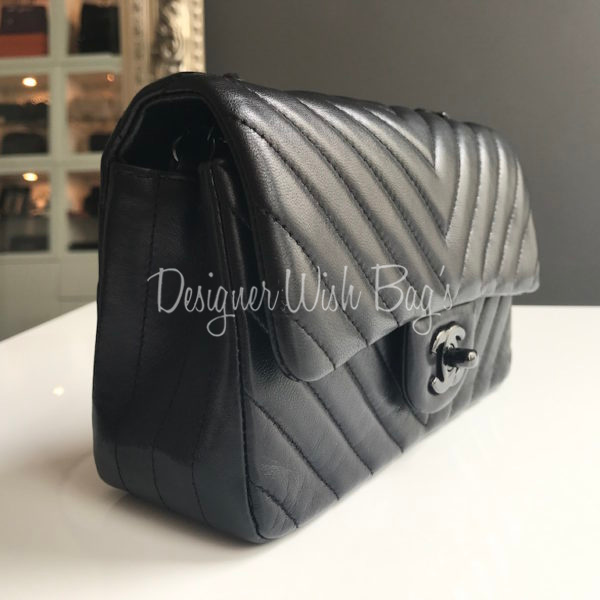 Chanel Mini So Black Chevron - Designer WishBags