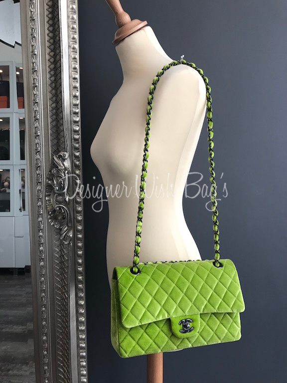 Chanel Timeless Green Velvet - Designer WishBags