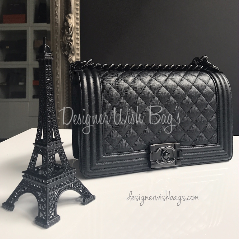Chanel Boy So Black Caviar Medium - Designer WishBags