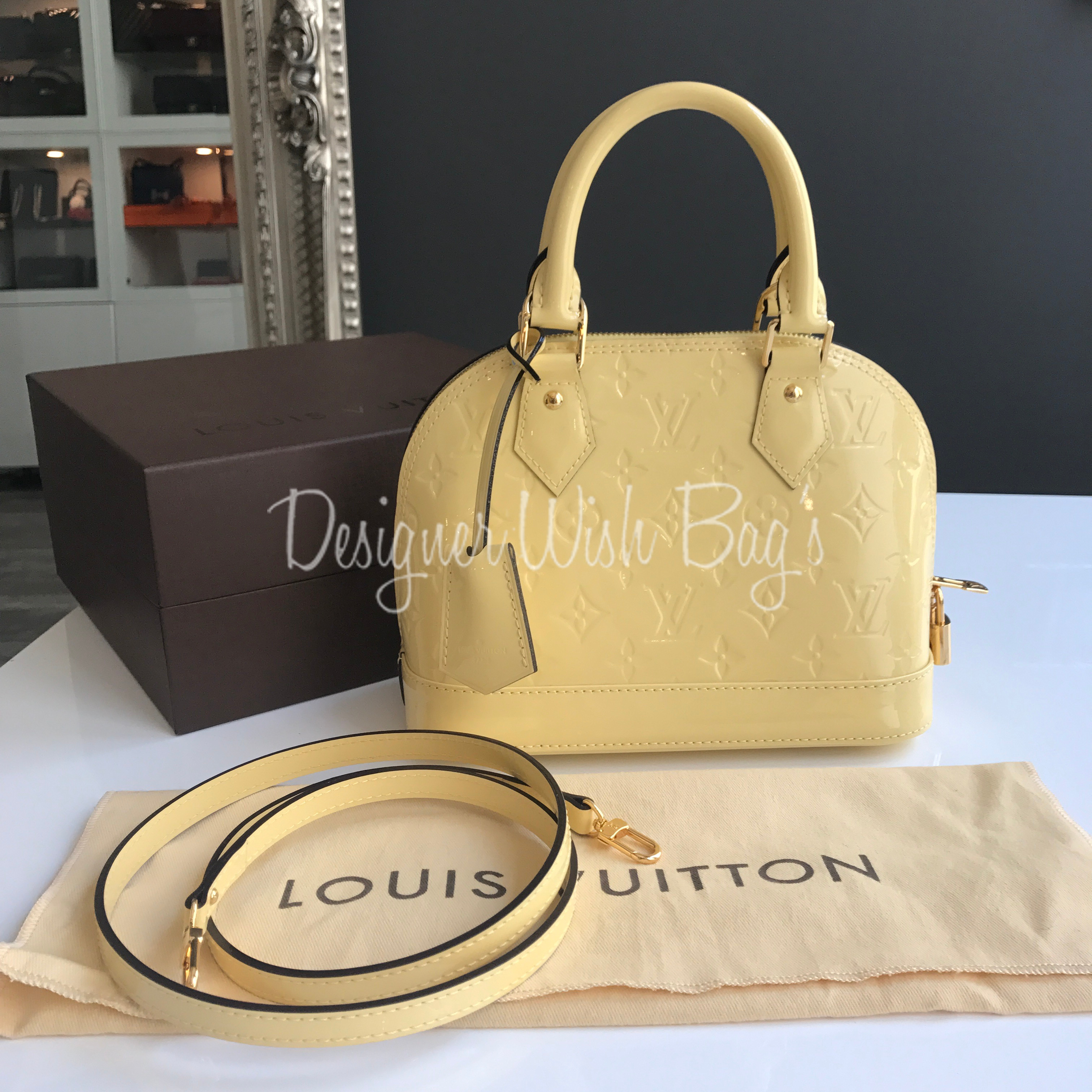 Louis Vuitton alma bb turquoise patent leather handbag – Luxify Marketplace