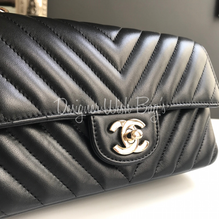 Chanel Mini Chevron Black Lambskin - Designer WishBags