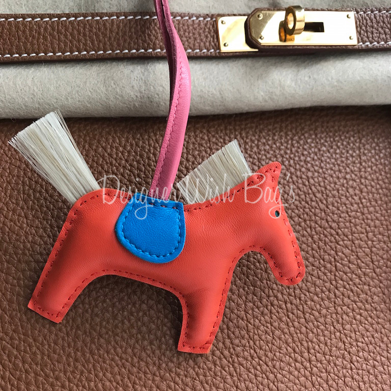 Authenticated Used Hermes HERMES Rodeo PM Charm Blue Brum