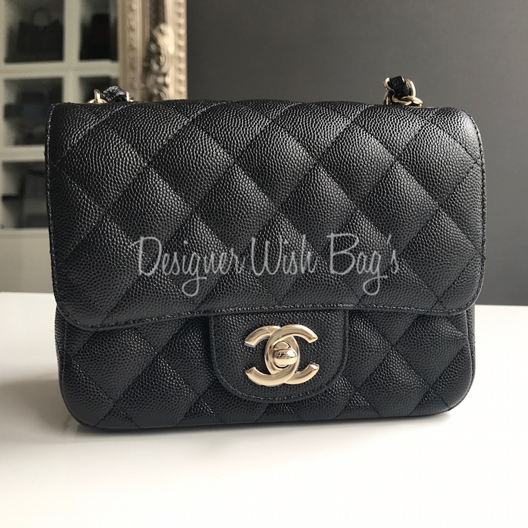 CHANEL Caviar Mini Square Flap Black 55780