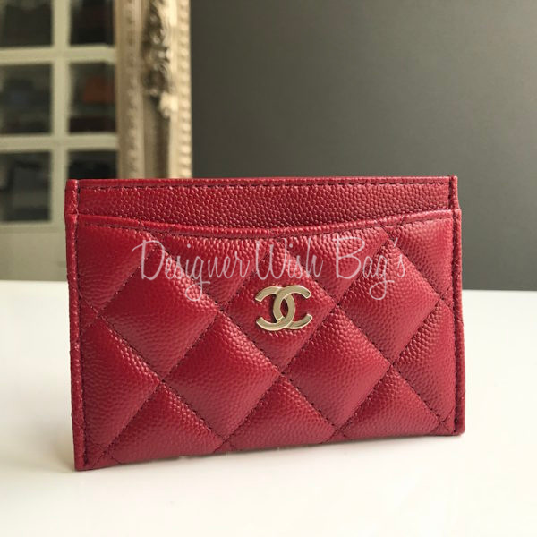 Chanel Classic Card Holder Camellia Caviar Red 1213581