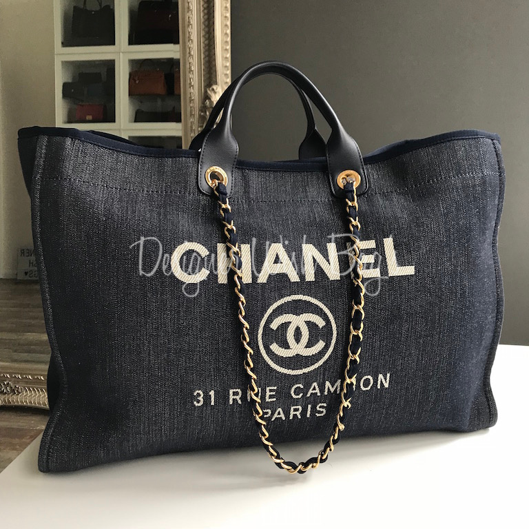 denim chanel deauville tote large
