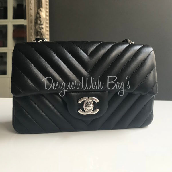 Chanel Mini Chevron Rectangular Black SHW - NEW!