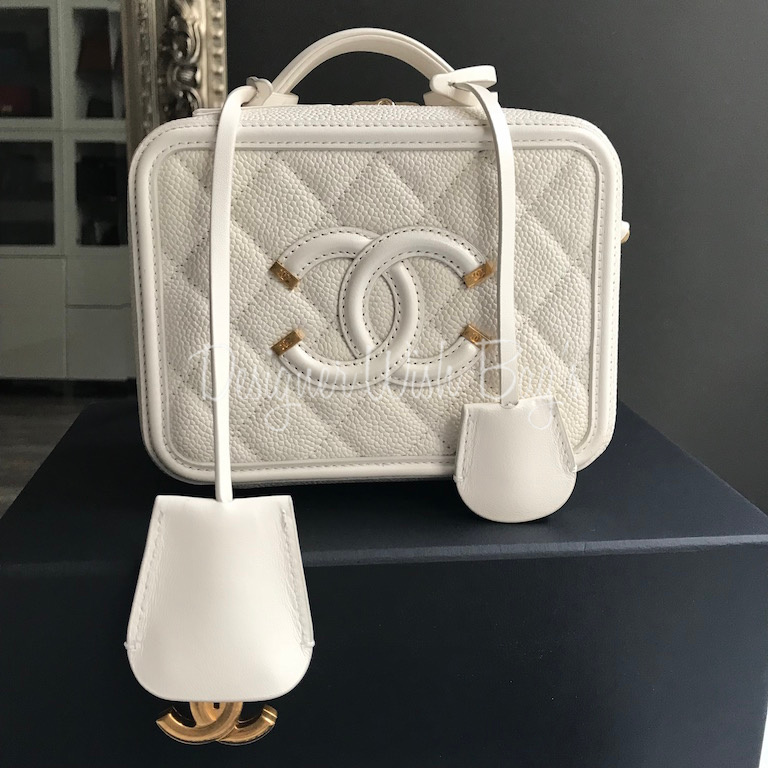 Chanel BeigeBlack Rattan and Patent Leather CC Vanity Case Bag Chanel  TLC
