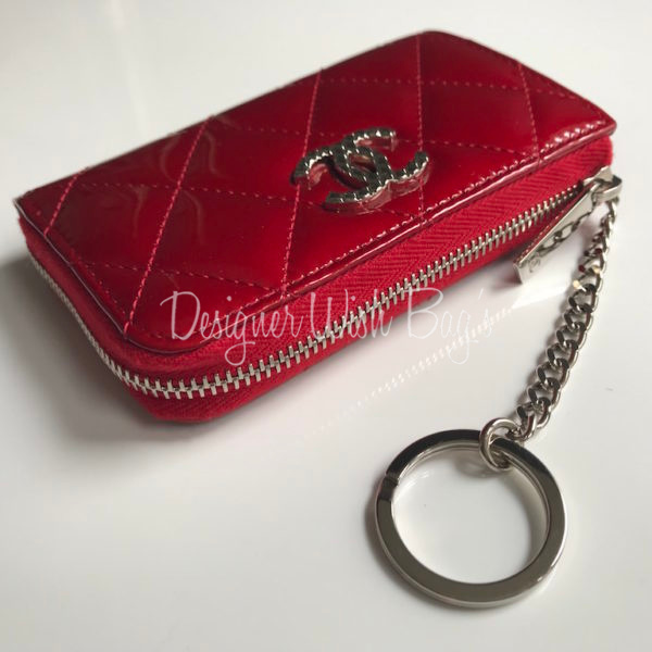 CHANEL, Accessories, Chanel Photo Case Key Ring Charm Here Mark Red  System X Silver Leather Metal Mat