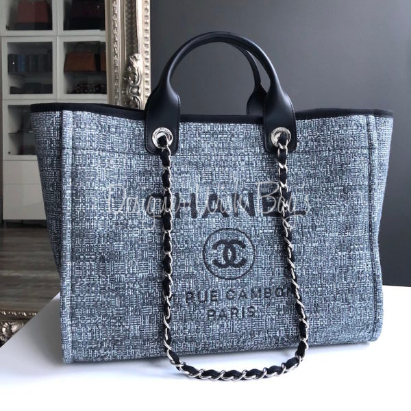 Chanel Deauville Large Black Canvas - Designer WishBags