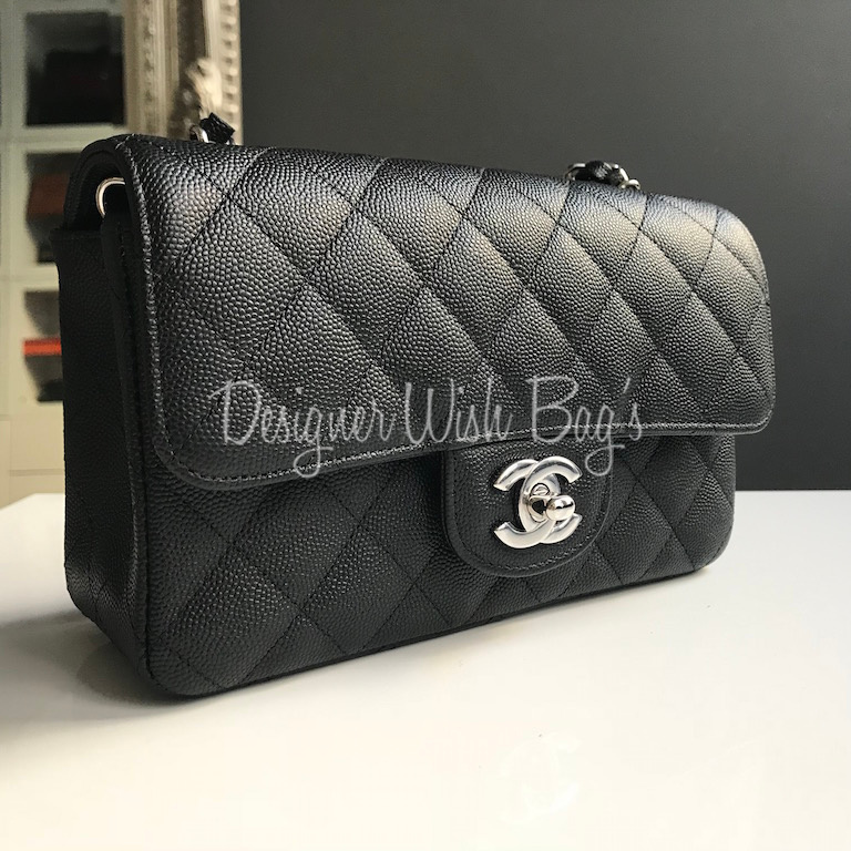 BNIB Chanel 18B Rectangular Mini Black Caviar LGHW, Luxury, Bags
