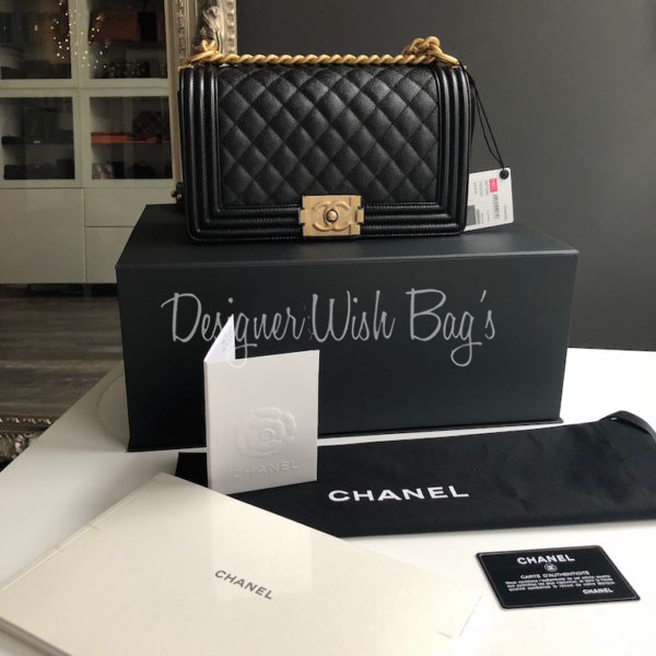 Chanel Boy Black Caviar GHW New - Designer WishBags