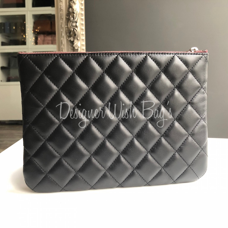 Chanel O Case Clutch Quilted Lambskin Medium Red 1658231