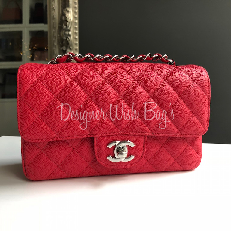 Chanel Mini Coral-Pink Caviar C18 - Designer WishBags