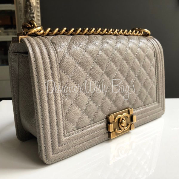 Chanel Boy Taupe Caviar