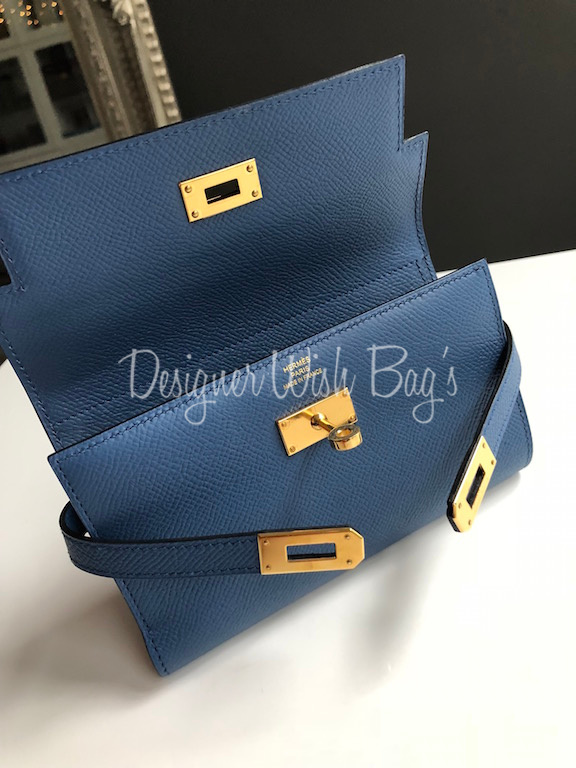 Shop HERMES Kelly Hermes Kelly compact wallet Deep blue/PHW by _sunflower_