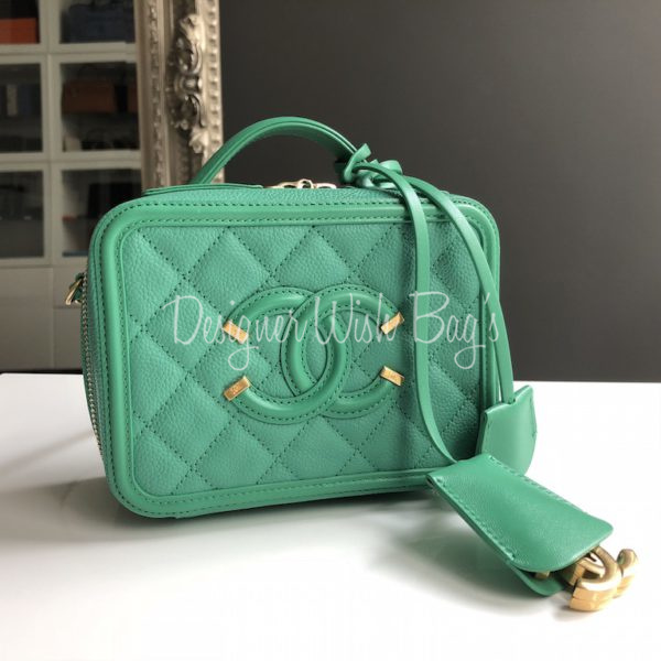 Chanel Vanity Case Filigree Green - Designer WishBags