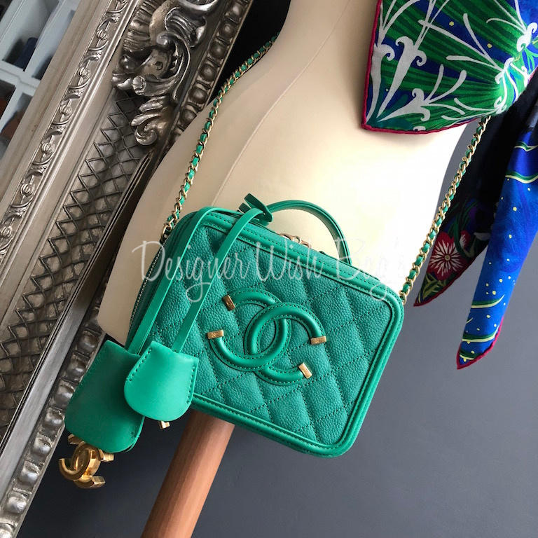 Chanel Vanity Case Filigree Green - Designer WishBags