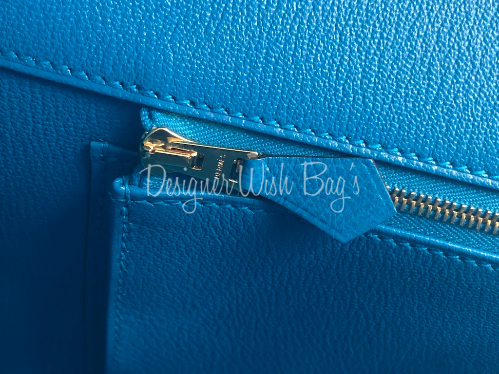 Hermes Birkin 35 Epsom Blue Zanzibar Gold Metal □G:2003 Clochette