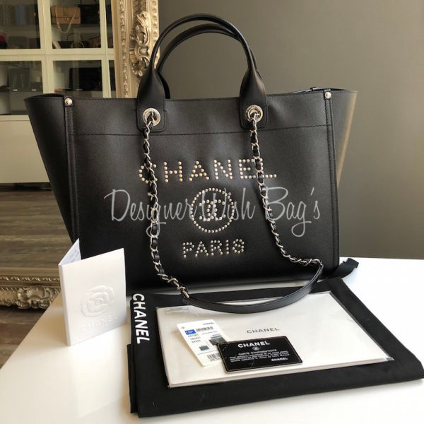 chanel deauville studded tote