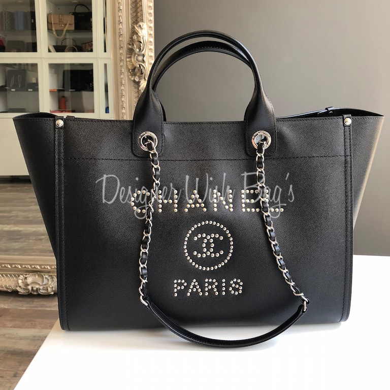 Black Chanel Medium Deauville Tote Bag – Designer Revival
