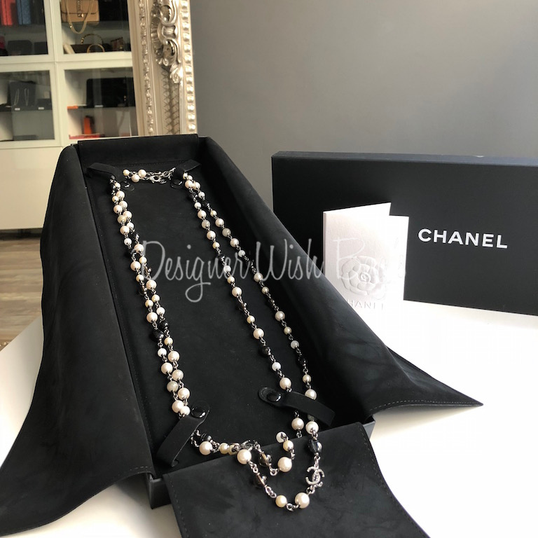 Chanel White Pearl Long Necklace