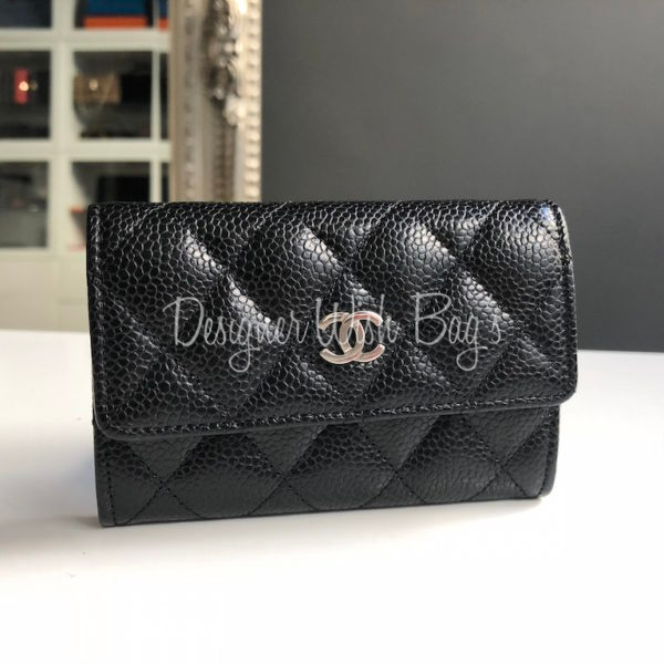 Chanel Classic Snap Card Holder in Black Caviar GHW